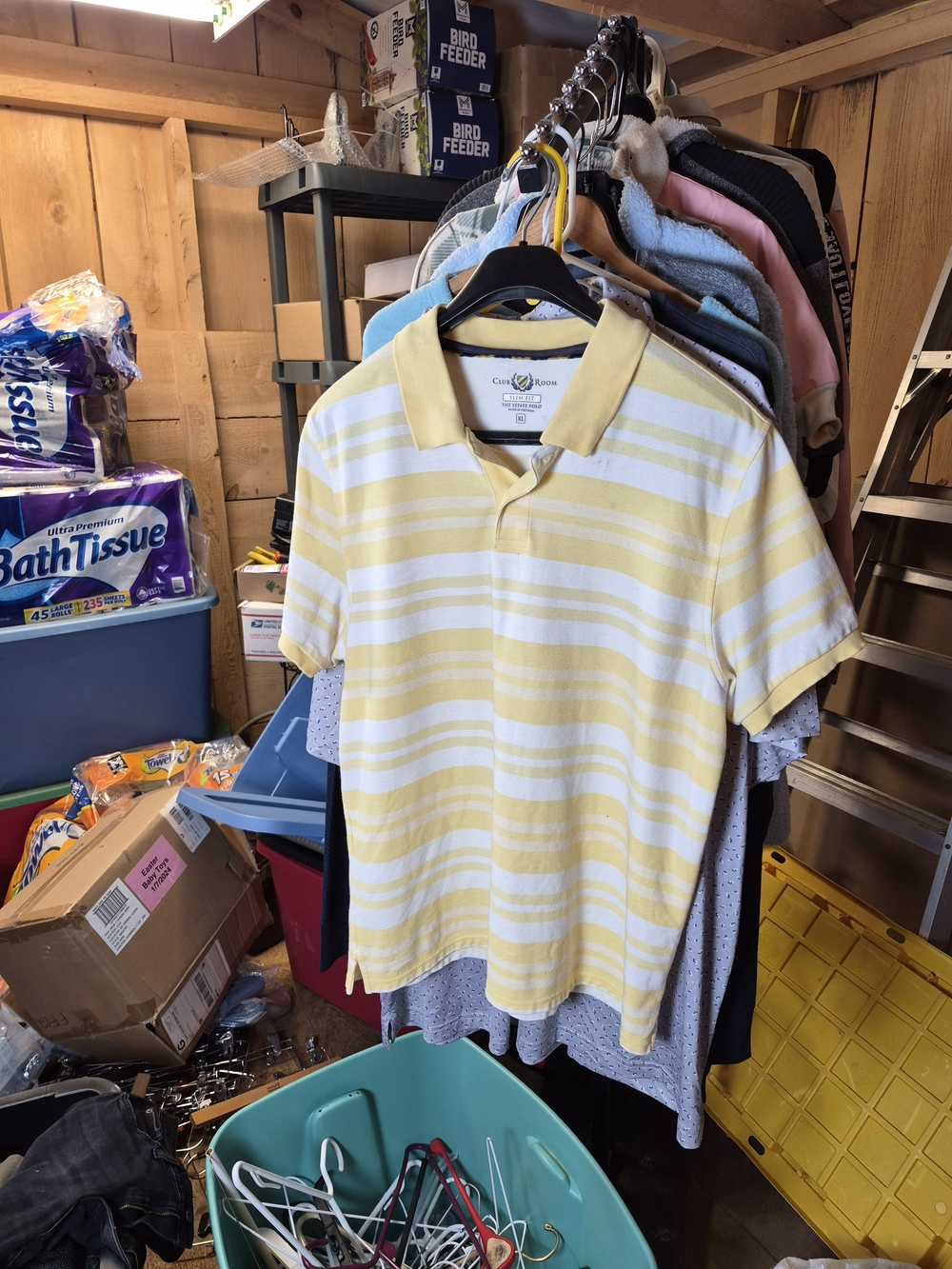 Club Room Yellow and White Striped Polo Slim Fit Bin 64
